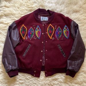 Vintage Red Leather Stussy Bomber Jacket